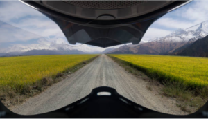 looking through a motorcycle helmet