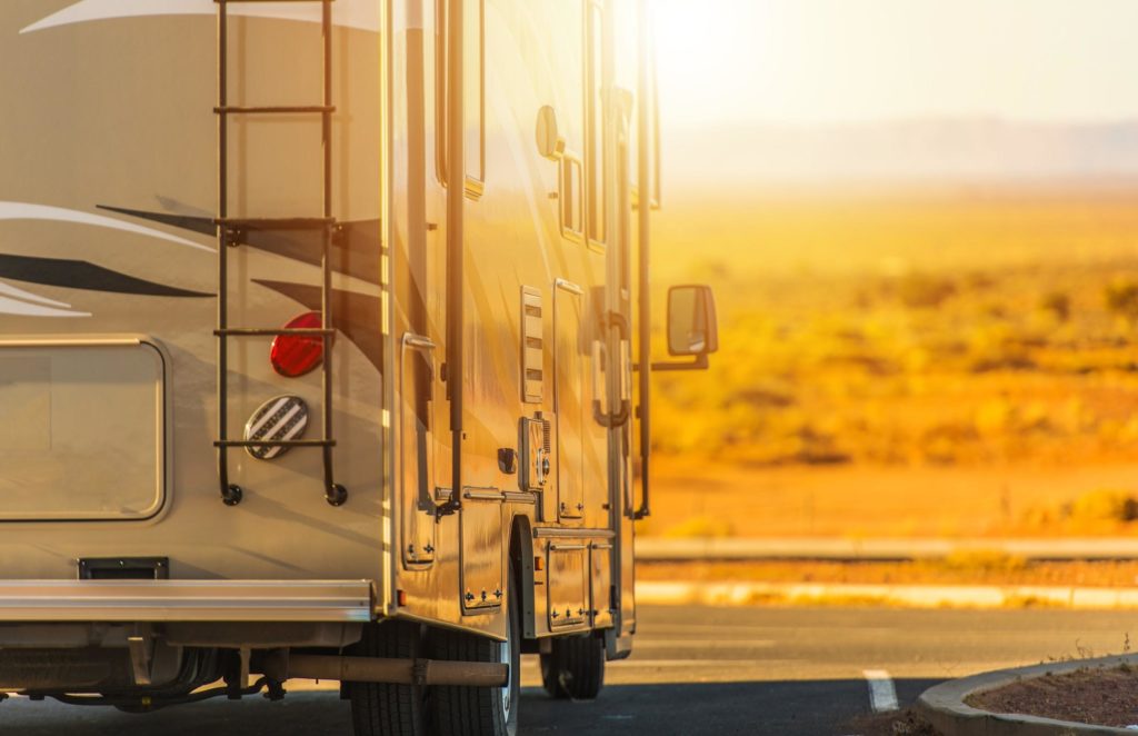 RV driving off into the sunset