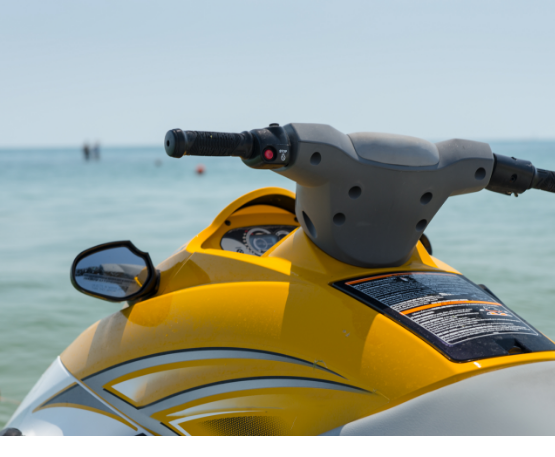 A jetski on calm water, highlighting PWC safety for responsible and enjoyable watercraft recreation.